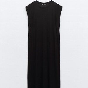 Zara Rib Midi Dress in Black size M